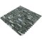 Distinctive Glass - Marble Mosaic 11 1/4" x 12" Mesh Backed Sheet in Black Marble Mosaic with Stainless Steel