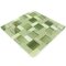 Distinctive Glass - Marble Mosaic 11 5/8" x 11 5/8" Mesh Backed Sheet in White Marble and Bright Green Glossy and White Matte Glass