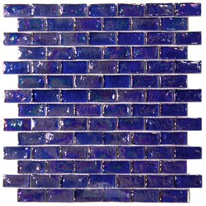 Distinctive Glass Tile - Mosaic Brick Cobalt Blue Iridescent 12" x 12" Film Faced Sheet