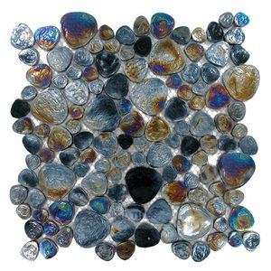 Distinctive Glass Tiles - 11 1/4" x 11 1/4" Glass Mosaic in Black Iridescent Mix