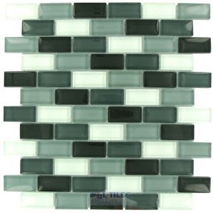 Distinctive Glass Tile - Brick Color Block Grayscale 12" x 12" Mesh Backed Sheet