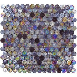 Onix Glass Tiles - GeoGlass Series - Iridescent Grey/Black Circles