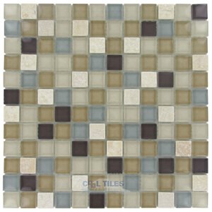 Stellar Tile - Tessera - 1" x 1" Glass & Stone Mosaic Tile in River