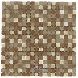 Stellar Tile - Tessera - 5/8" x 5/8" Glass & Stone Mosaic Tile in Amber
