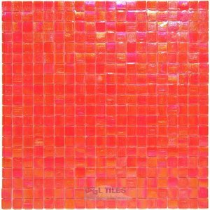 Vicenza Mosaico Glass Tiles USA - Phoenix 5/8" Glass Film-Faced Sheets in Scarlet Sun