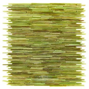 Illusion Glass Tile - Greenwich Village - Bleeker Street 10 1/2" x 12" Mesh Backed Sheet in Green Blend