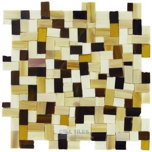 Illusion Glass Tile - Greenwich Village - Whitney Studio 9 1/2" x 9 1/2" Mesh Backed Sheet in Metallic Gold Blend