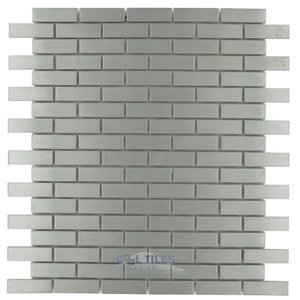 Illusion Glass Tile - Metals - 5/8" x 2" Brickset Mosaic in Brushed Stainless Steel