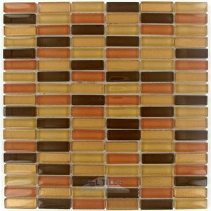 Illusion Glass Tile - 5/8" x 1 7/8" Straight Set Glass Mosaic Tile in Sahara Twilight Clear