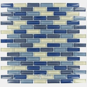 Illusion Glass Tile - 5/8" x 1 7/8" Brick Glass Mosaic Tile in Delta Bluff