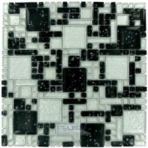 Illusion Glass Tile - Micro Versailles Glass Mosaic Tile in Galaxy & Ice Glitter