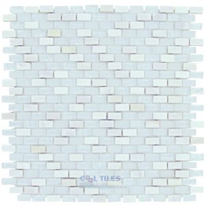 Illusion Glass Tile - North Shore - Mini Brick Mosaic in Sugar Island