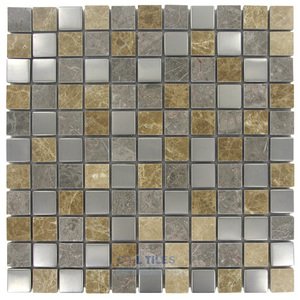 Illusion Glass Tile - Metals  - 1" x 1" Mosaic Tile in Frosted Birch