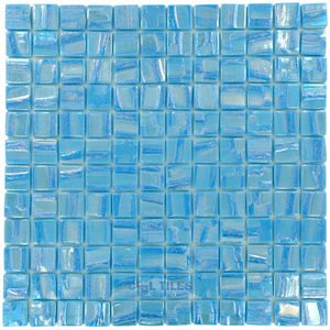 Mosaic Glass Tiles by Vidrepur - Moon Collection 1" x 1" Recycled Glass Tile on 12 3/8" x 12 3/8" Mesh Backed Sheet in Neptune