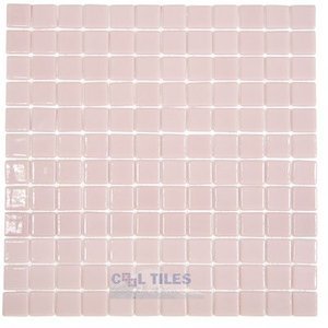 Mosaic Glass Tile by Vidrepur Glass Mosaic Lisos Collection Recycled Glass Tile Mesh Backed Sheet in Pink