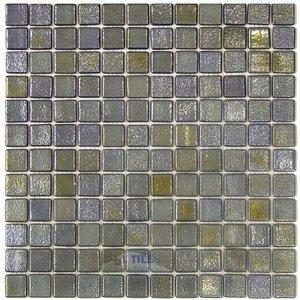 Mosaic Glass Tile by Vidrepur Glass Mosaic Deco Collection Recycled Glass Tile Mesh Backed Sheet in Metalic