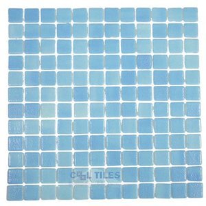 Mosaic Glass Tile by Vidrepur Glass Mosaic Anti-slip Collection Recycled Glass Tile Mesh Backed Sheet in Fog Turquoise Blue Slip-Resistant