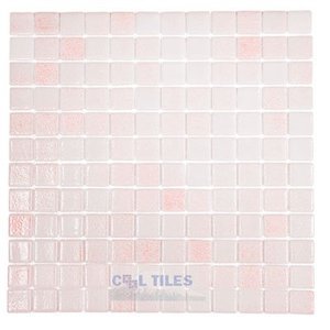 Mosaic Glass Tile by Vidrepur Glass Mosaic Nieblas Collection Recycled Glass Tile Mesh Backed Sheet in Fog Pink