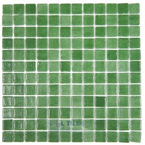 Mosaic Glass Tile by Vidrepur Glass Mosaic Nieblas Collection Recycled Glass Tile Mesh Backed Sheet in Fog Green