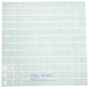 Mosaic Glass Tile by Vidrepur Glass Mosaic Nieblas Collection Recycled Glass Tile Mesh Backed Sheet in Fog Clear Sky Blue