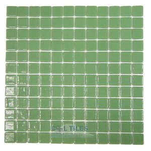 Mosaic Glass Tile by Vidrepur Glass Mosaic Lisos Collection Recycled Glass Tile Mesh Backed Sheet in Light Green