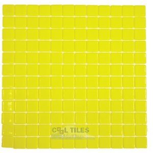 Mosaic Glass Tile by Vidrepur Glass Mosaic Lisos Collection Recycled Glass Tile Mesh Backed Sheet in Yellow