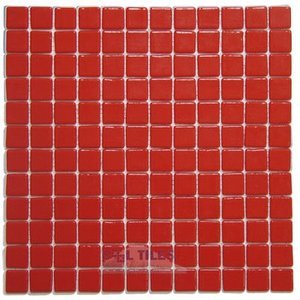 Mosaic Glass Tile by Vidrepur Glass Mosaic Lisos Collection Recycled Glass Tile Mesh Backed Sheet in Red