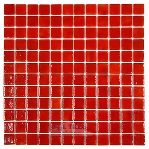 Mosaic Glass Tile by Vidrepur Glass Mosaic Deco Collection Recycled Glass Tile Mesh Backed Sheet in Intense Red