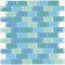 Aqua Mosaics - 1" x 2" Brick Crystal Mosaic in Turquoise Blue Blend