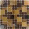 Distinctive Glass - Marble Mosaic 11 5/8" x 11 5/8" Mesh Backed Sheet in Brown Marble and Chocolate Glossy Glass