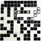 Mosaic Glass Tile by Vidrepur Glass Mosaic Mixes Collection Recycled Glass Tile Mesh Backed Sheet in Black/White Mix