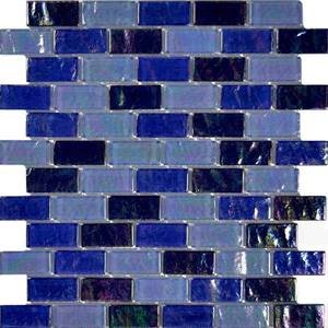 Aqua Mosaics - 1" x 2" Brick Ocean Mosaic in Blue Blend