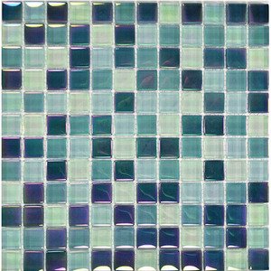 Aqua Mosaics - 1" x 1" Crystal Iridescent Mosaic in Sea Green Blend