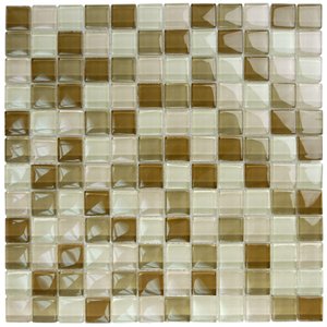Aqua Mosaics - 1" x 1" Glass Mosaics in Khaki Tan Blend