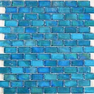 Aqua Mosaics - 1" x 2" Brick Poured Mosaic in Turquoise