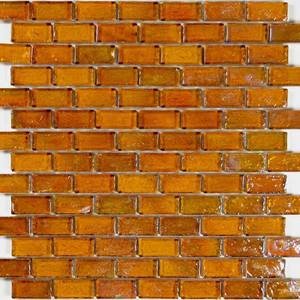 Aqua Mosaics - 1" x 2" Brick Poured Mosaic in Amber
