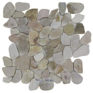 Flat Pebble Tile by Spa Tile - Flat Pebbles Mesh Backed Sheet in Sandy Beach