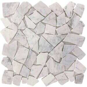 Natural Stone Tile by Spa Tile - Carrara White Stone Mesh Backed Sheet in Frozen White