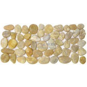 Natural Pebble Tile by Spa Tile - Tumbled Pebble Border Tile Mesh Backed Sheet in Sedona