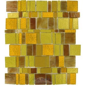 Vicenza Mosaico Glass Tiles USA - Freedom Handcut Glass Mesh Mounted Sheets In Giallo