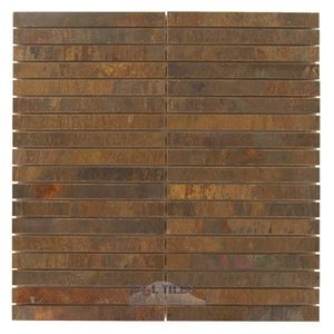 Illusion Glass Tile - Metals - 5/8" x 6" Straight Stack Mosaic in Antique Copper
