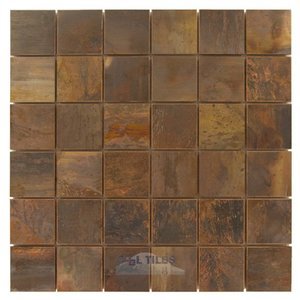 Illusion Glass Tile - Metals - 2" x 2" Mosaic in Antique Copper