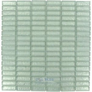 Illusion Glass Tile - 5/8" x 1 7/8" Straight Set Glass Mosaic Tile in Ice Glitter