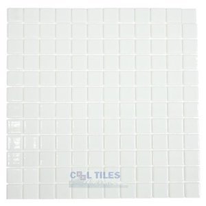 Mosaic Glass Tile by Vidrepur Glass Mosaic Lisos Collection Recycled Glass Tile Mesh Backed Sheet in White