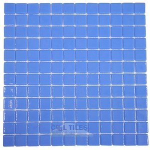 Mosaic Glass Tile by Vidrepur Glass Mosaic Lisos Collection Recycled Glass Tile Mesh Backed Sheet in Celestial Blue