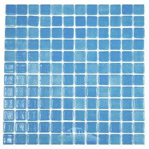Mosaic Glass Tile by Vidrepur Glass Mosaic Nieblas Collection Recycled Glass Tile Mesh Backed Sheet in Fog Sky Blue