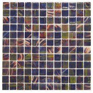 Mosaic Glass Tile by Vidrepur Glass Mosaic Deco Collection Recycled Glass Tile Mesh Backed Sheet in Brushed Blue/Yellow/Red