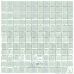 Mosaic Glass Tile by Vidrepur Glass Mosaic Titanium Collection Recycled Glass Tile Mesh Backed Sheet in Snow White Iridescent