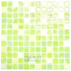 Mosaic Glass Tile by Vidrepur Glass Mosaic Mixes Collection Recycled Glass Tile Mesh Backed Sheet in Caribe