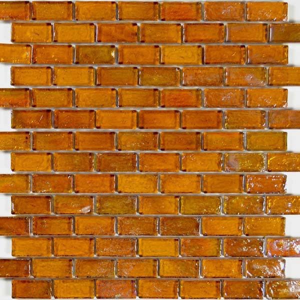 1" x 2" Brick Poured Mosaic in Amber
